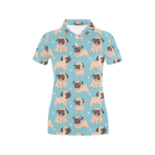 Pug Pattern Print Design A03 Women's Polo Shirt