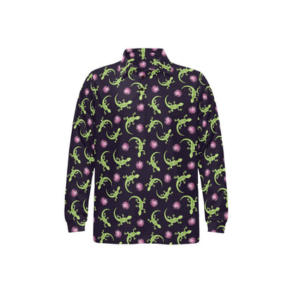 lizard Print Design LKS402 Long Sleeve Polo Shirt For Men's