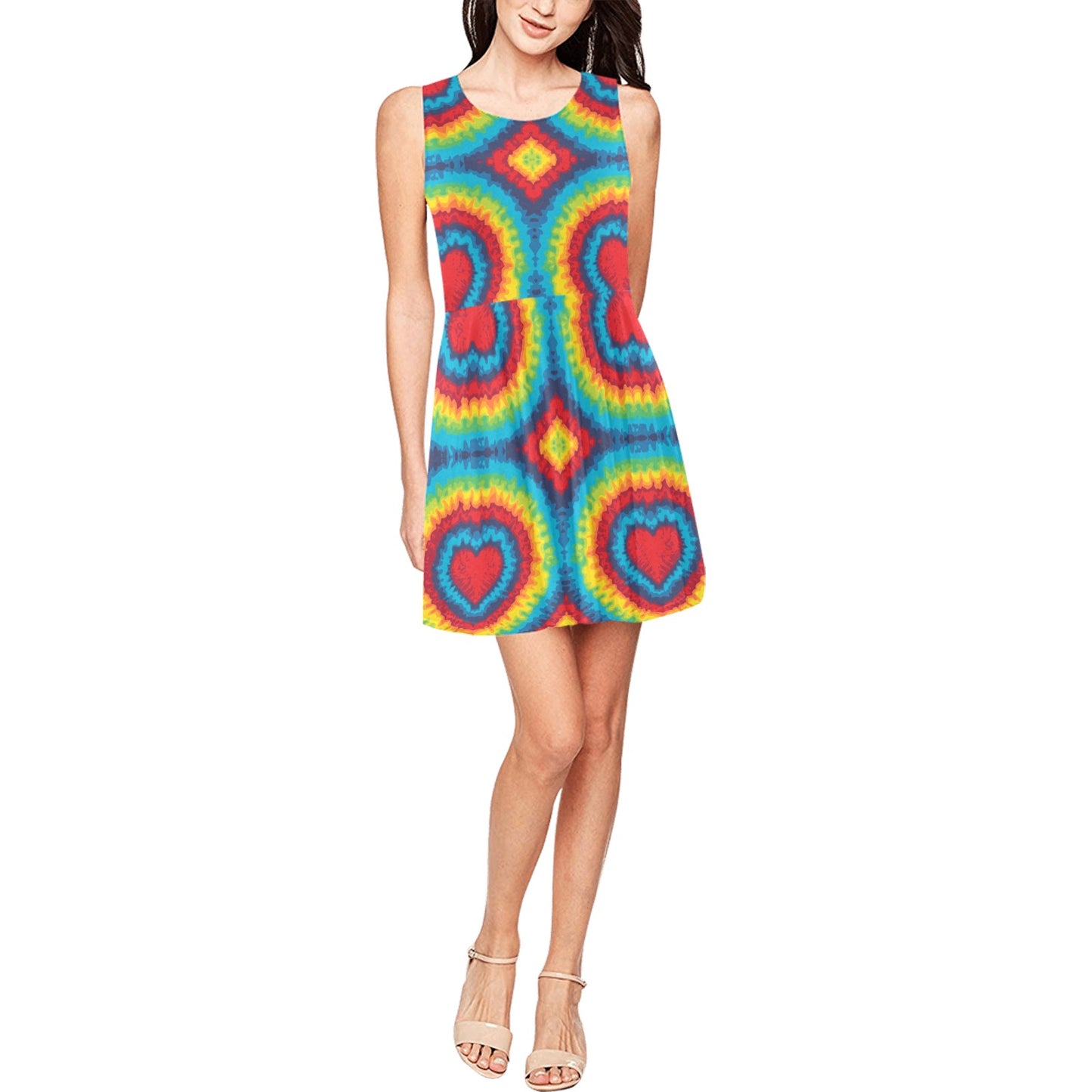 Tie Dye Heart shape Sleeveless Dress