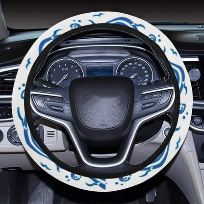 Wave Print Design LKS303 Steering Wheel Cover with Elastic Edge