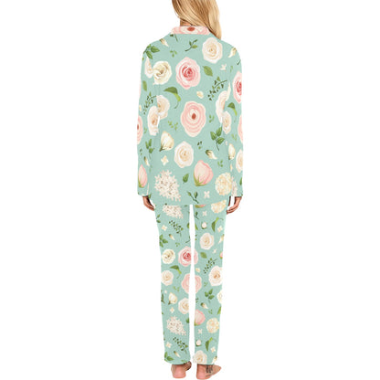 Lisianthus Pattern Print Design 01 Women's Long Pajama Set