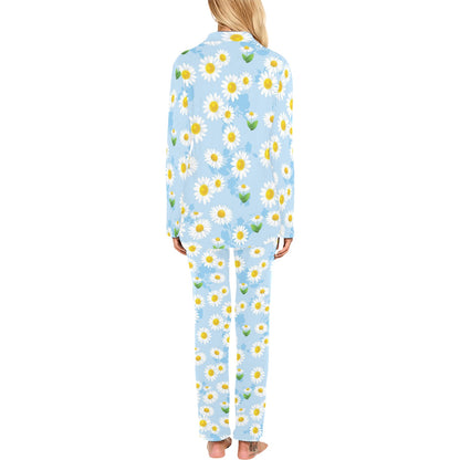 Daisy Pattern Print Design DS010 Women's Long Pajama Set