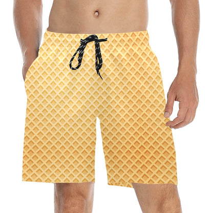 Waffle Texture Print Design LKS302 Men's Swim Trunks Beach Shorts