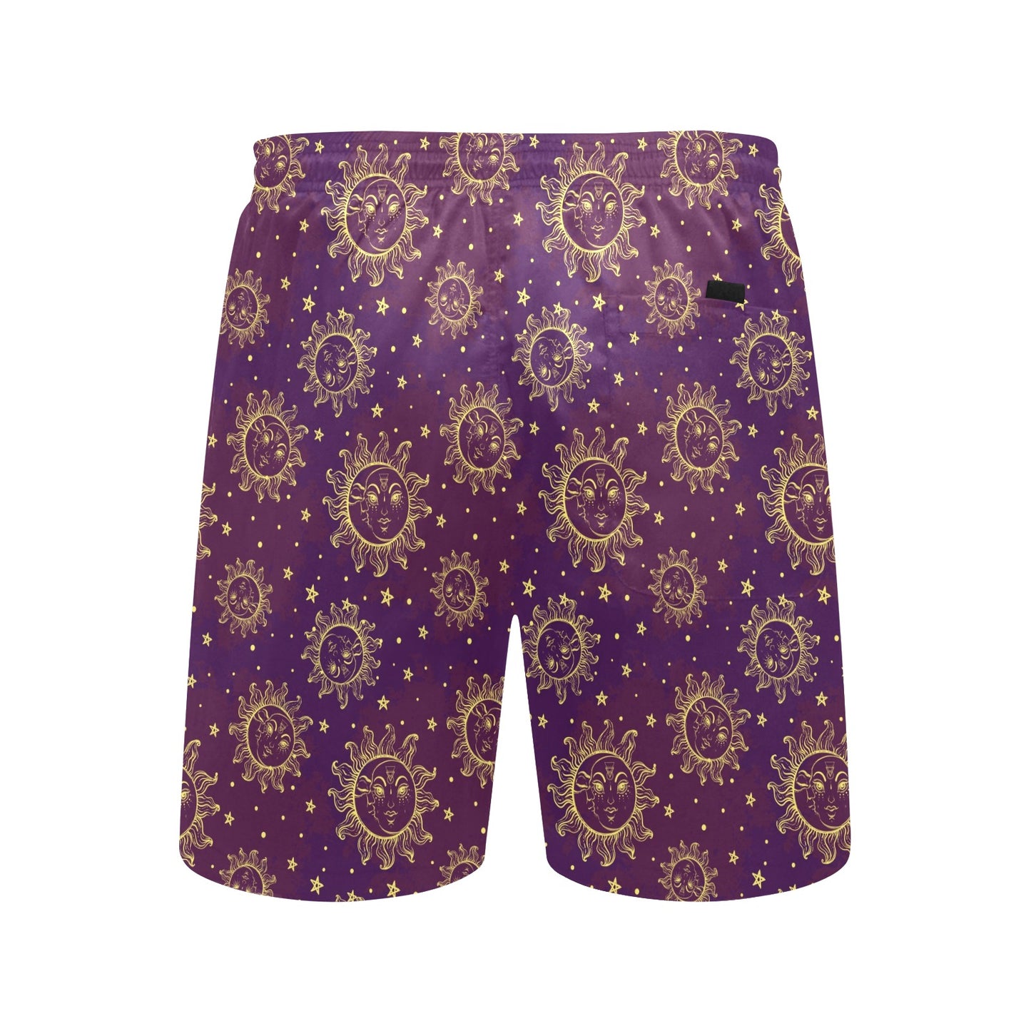 Sun Moon Star Design Themed Print Men's Swim Trunks Beach Shorts