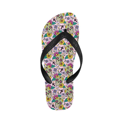 Sugar Skull Print Design LKS307 Flip Flops