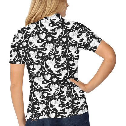 Cupid Pattern Print Design 04 Women's Polo Shirt
