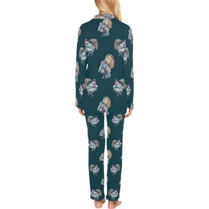 Turkey Pattern Print Design 03 Women's Long Pajama Set