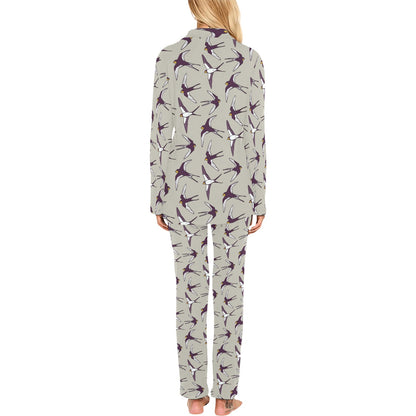 Swallow Bird Pattern Print Design 03 Women's Long Pajama Set