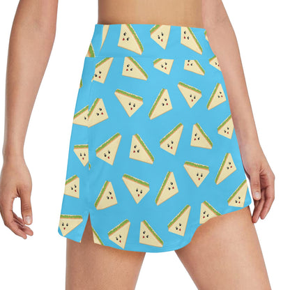 Sandwich Emoji Print Design LKS305 17" Golf & Pickleball Skort with Pockets