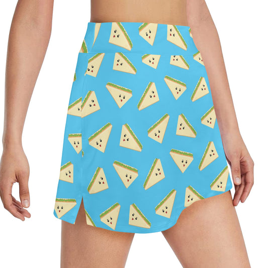 Sandwich Emoji Print Design LKS305 17" Golf & Pickleball Skort with Pockets