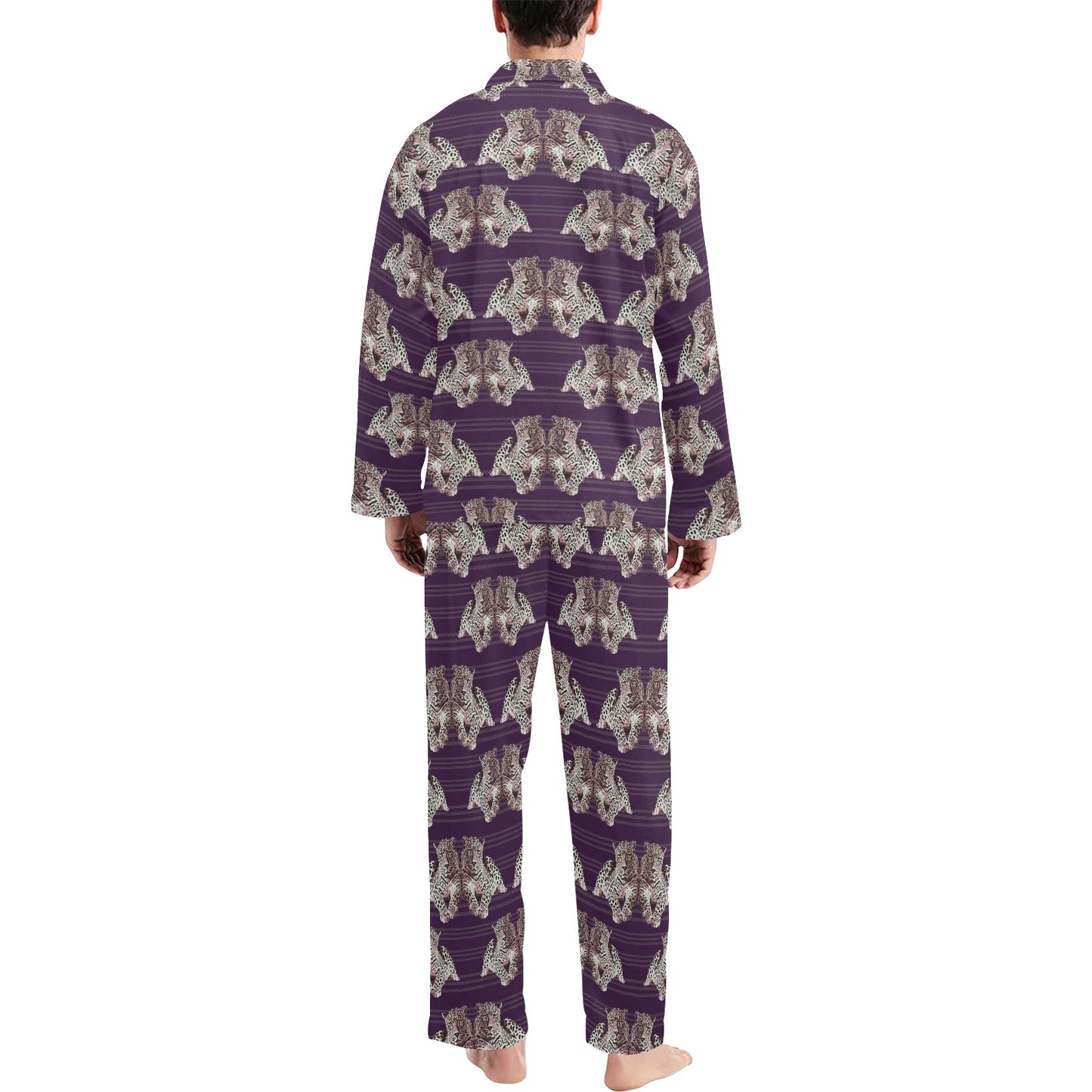 Leopard Pattern Print Design 01 Men's Long Pajama Set
