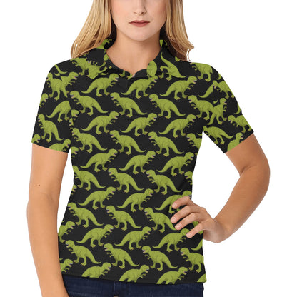T Rex Pattern Print Design A02 Women's Polo Shirt