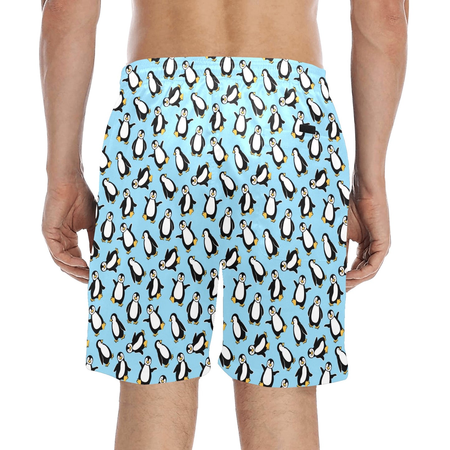 Penguin Happy Print Men's Swim Trunks Beach Shorts