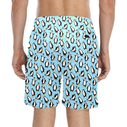 Penguin Happy Print Men's Swim Trunks Beach Shorts
