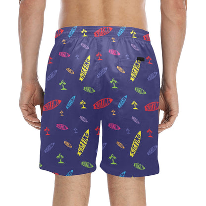 Surfboard Print Design LKS305 Men's Swim Trunks Beach Shorts