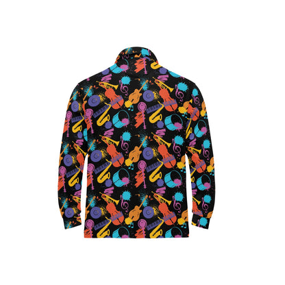 Saxophone Print Design LKS406 Long Sleeve Polo Shirt For Men's