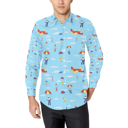 Skydiver Print Design LKS304 Men's Long Sleeve Dress Shirt