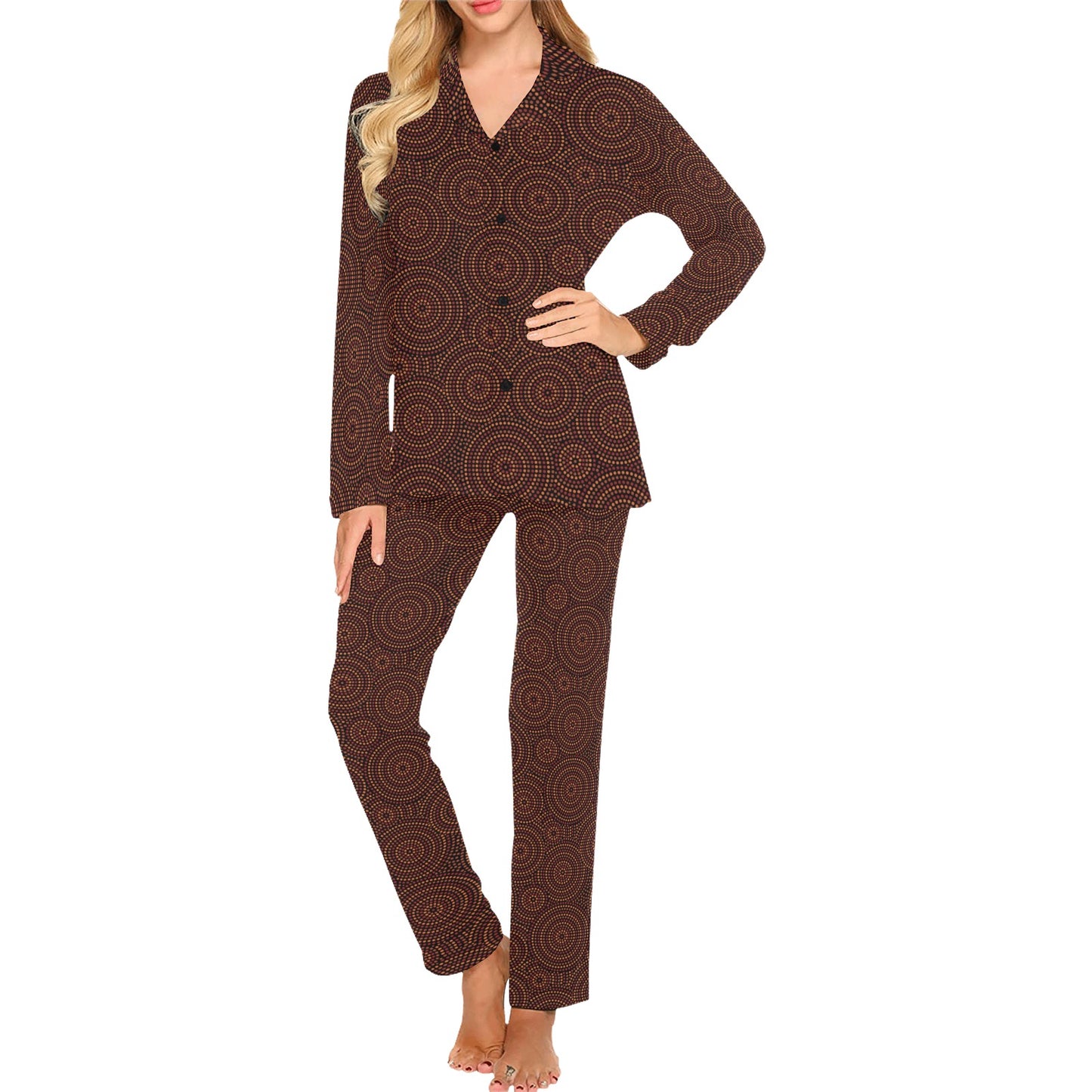 Aboriginal Pattern Print Design 02 Women's Long Pajama Set