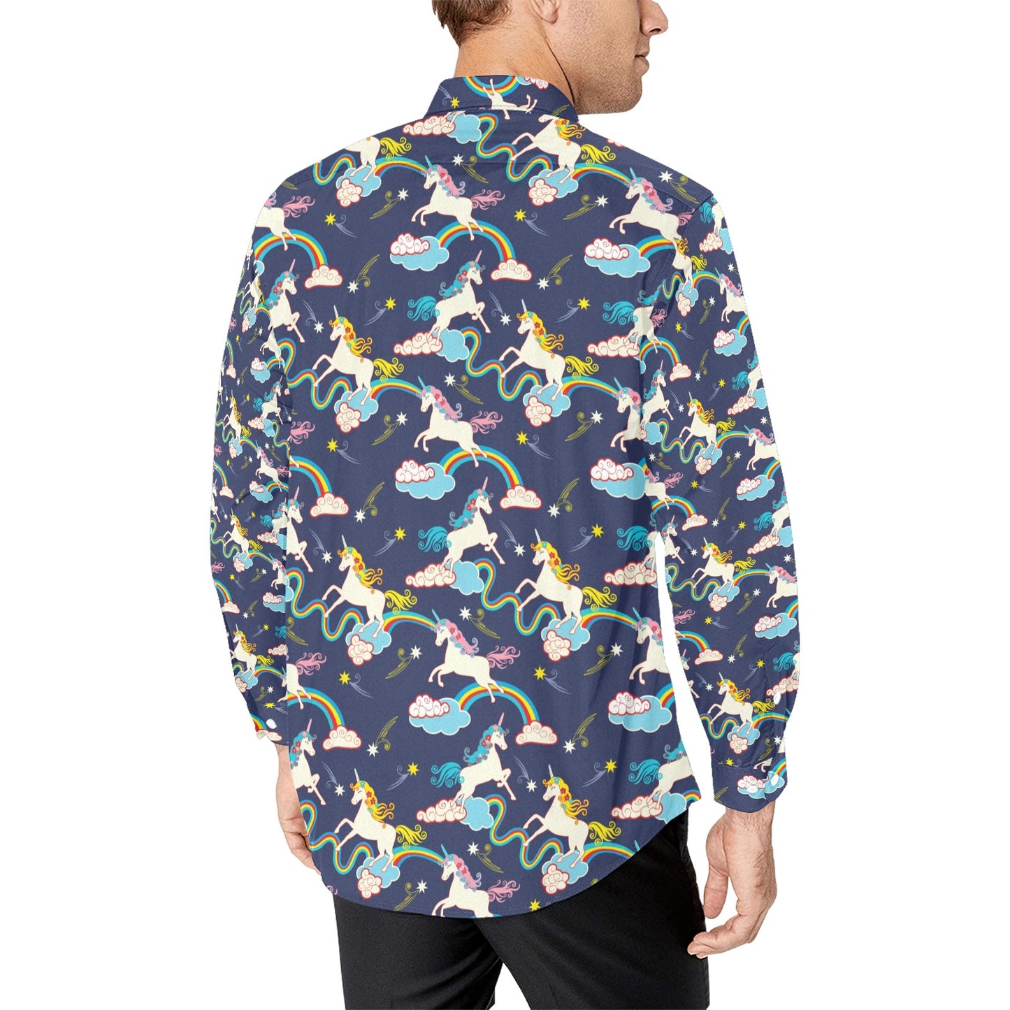 Unicorn Print Design LKS304 Men's Long Sleeve Dress Shirt