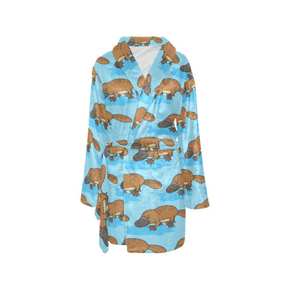 Platypus Pattern Print Design A02 Women's Fleece Robe
