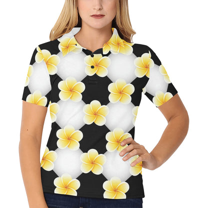 Plumeria Pattern Print Design A04 Women's Polo Shirt