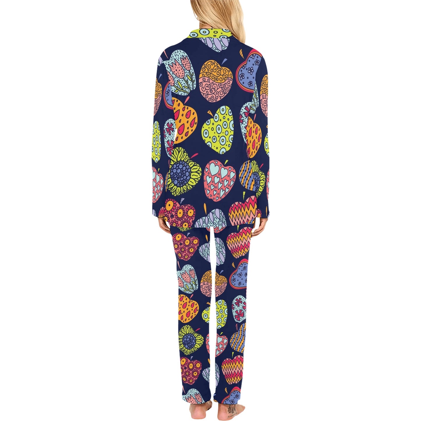Apple Pattern Print Design AP05 Women's Long Pajama Set