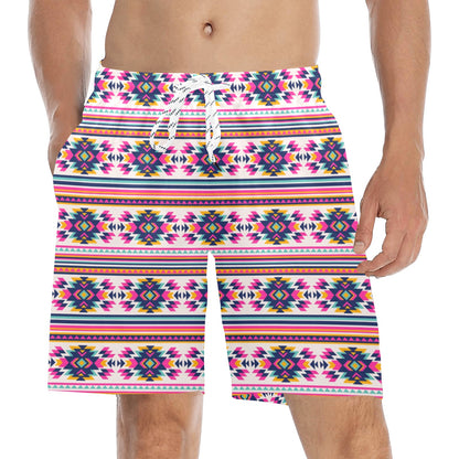 Indian Navajo Neon Themed Design Print Men's Swim Trunks Beach Shorts