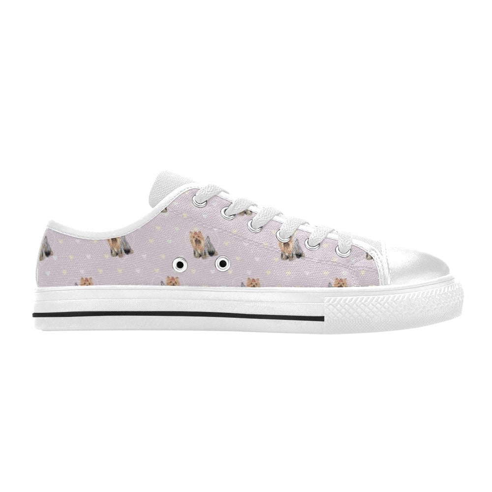 Yorkshire Terriers Print Design LKS302 Women's White Low Top Shoes