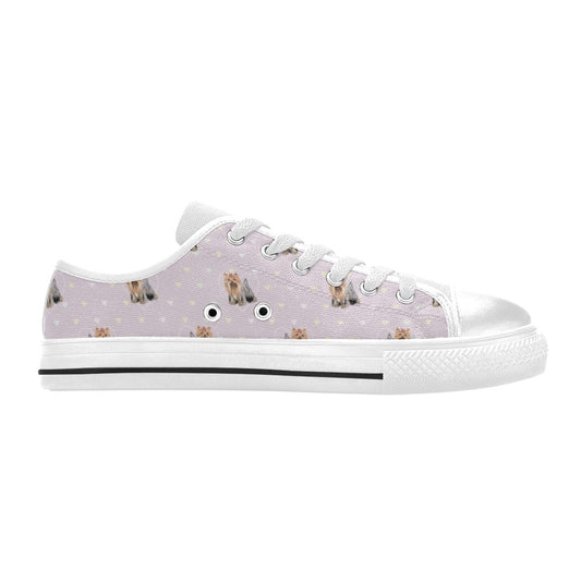 Yorkshire Terriers Print Design LKS302 Women's White Low Top Shoes