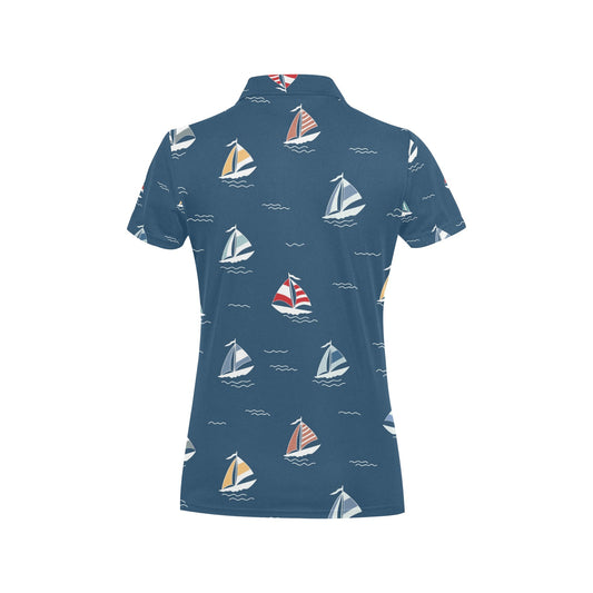 Sailing Ships Pattern Print Design A02 Women's Polo Shirt