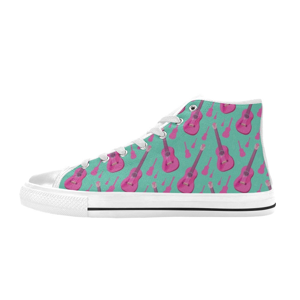 Acoustic Guitar Print Design LKS405 Men's High Top Canvas Shoes