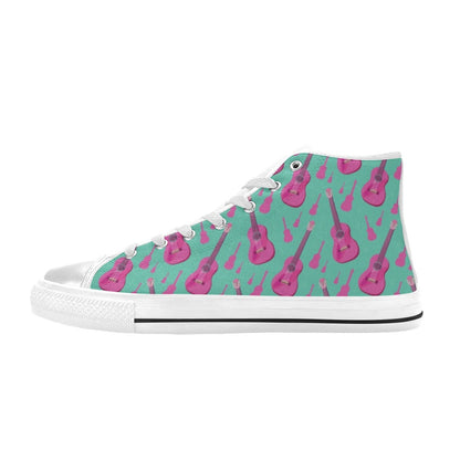 Acoustic Guitar Print Design LKS405 Men's High Top Canvas Shoes