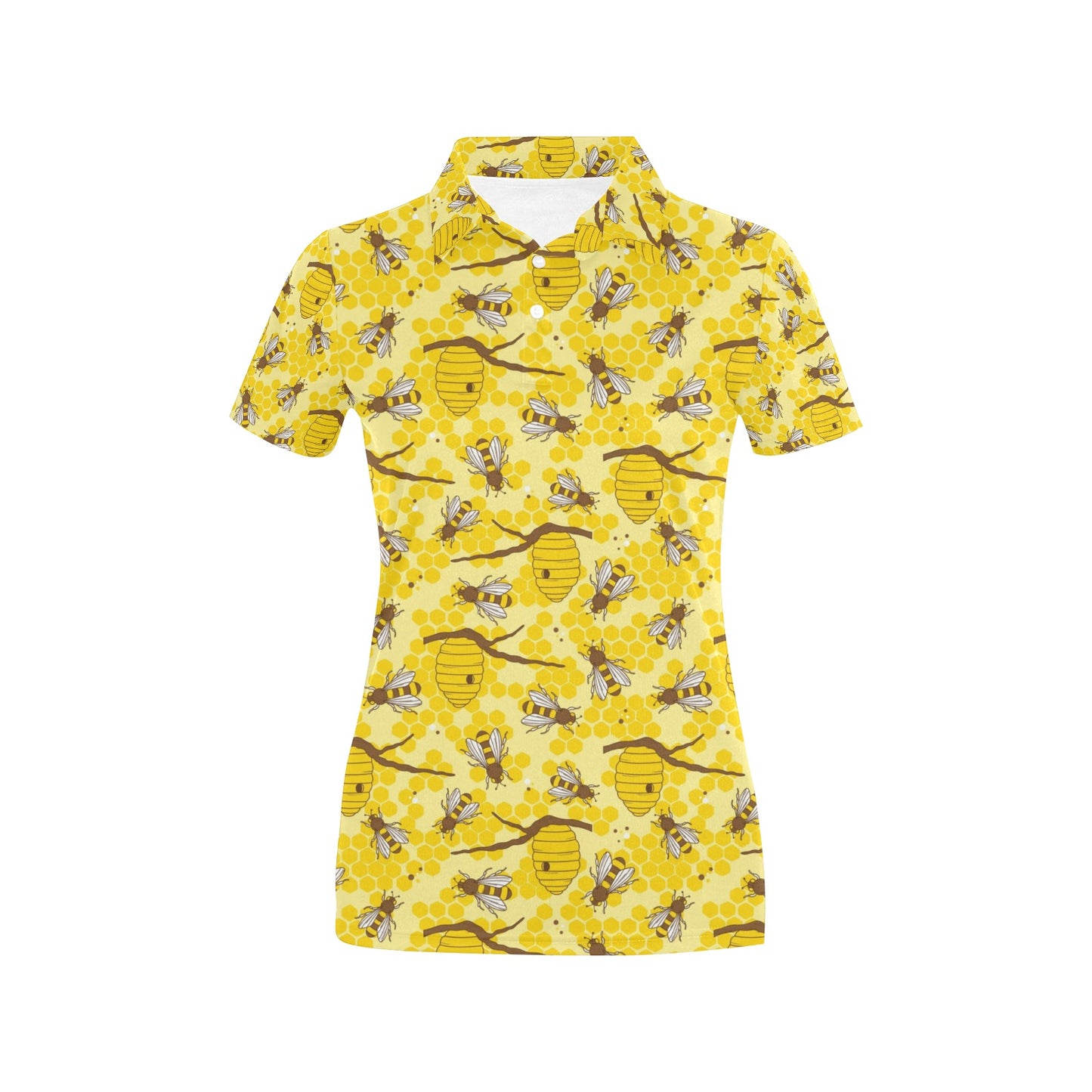 Bee With Honeycomb Print Design LKS302 Women's Polo Shirt