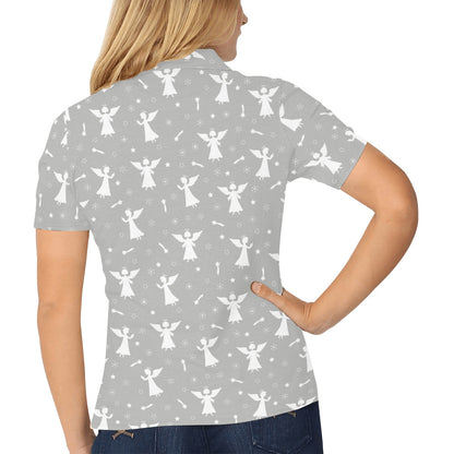 Angel Pattern Print Design 03 Women's Polo Shirt