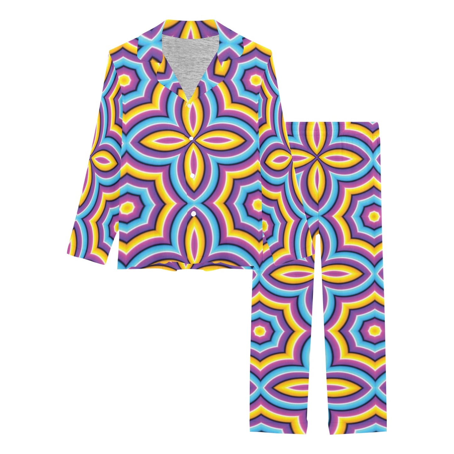 Optical illusion Pattern Print Design A03 Women's Long Pajama Set