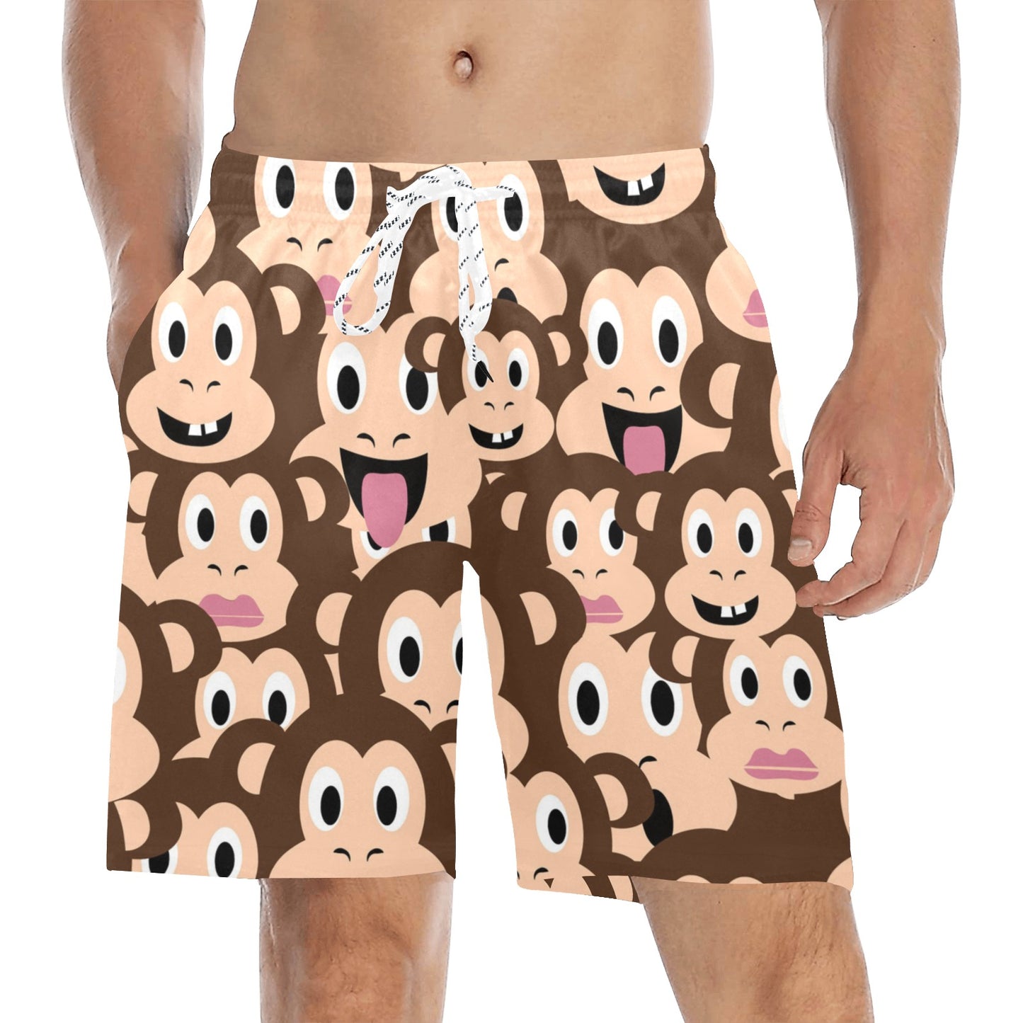 Emoji Monkey Print Pattern Men's Swim Trunks Beach Shorts