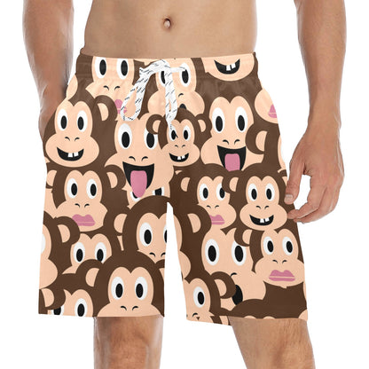 Emoji Monkey Print Pattern Men's Swim Trunks Beach Shorts