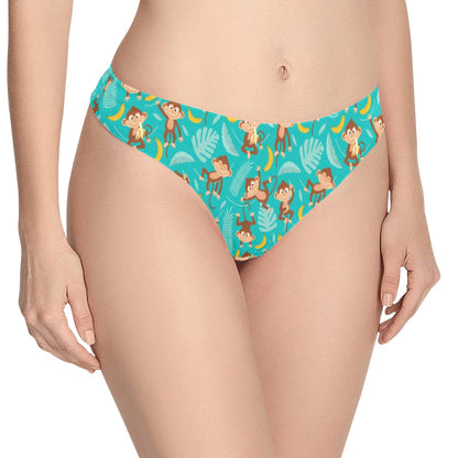 Monkey Happy Design Themed Print Women's Thongs