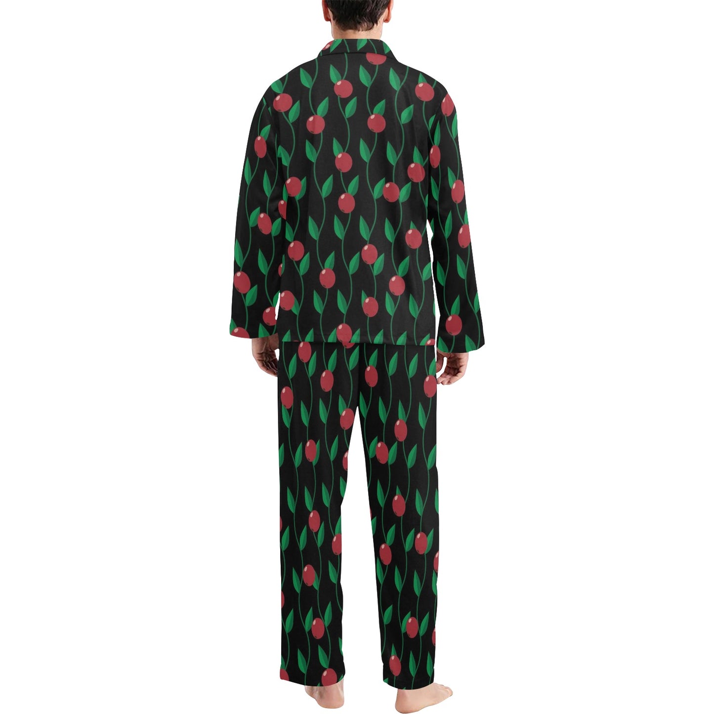 Cranberry Pattern Print Design CB01 Men's Long Pajama Set