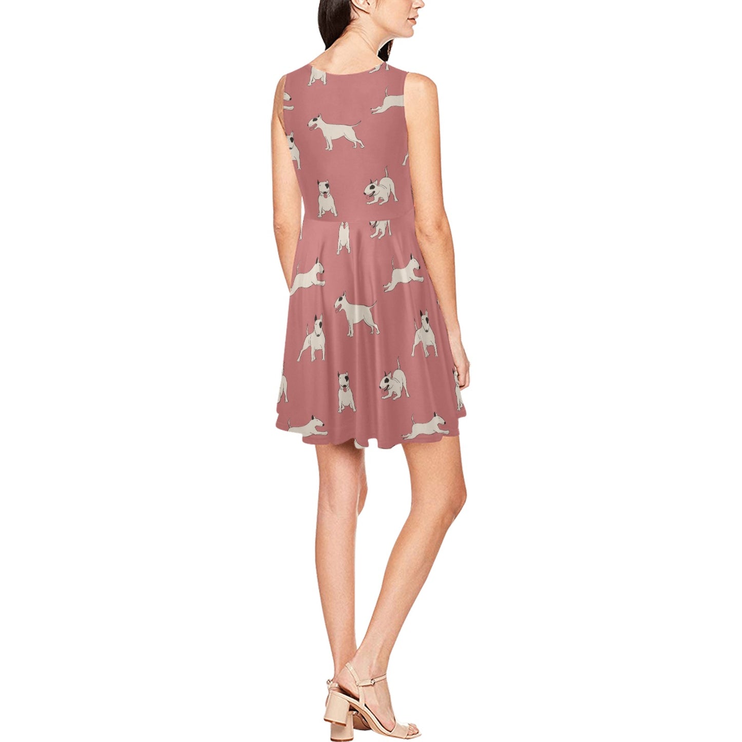 Bull Terriers Pattern Print Design 09 Sleeveless Dress