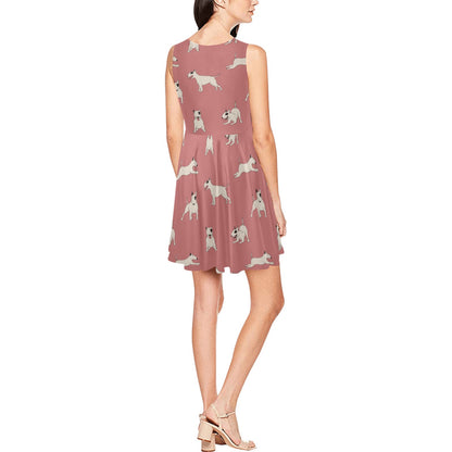 Bull Terriers Pattern Print Design 09 Sleeveless Dress