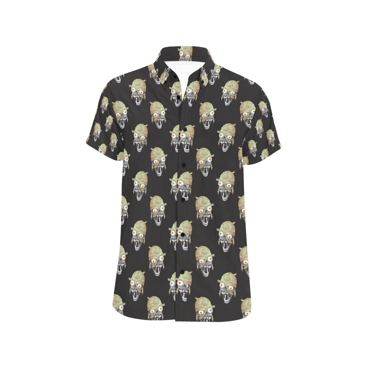 Mummy Print Design LKS304 Men Short Sleeve Button Up Shirt