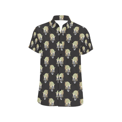 Mummy Print Design LKS304 Men Short Sleeve Button Up Shirt
