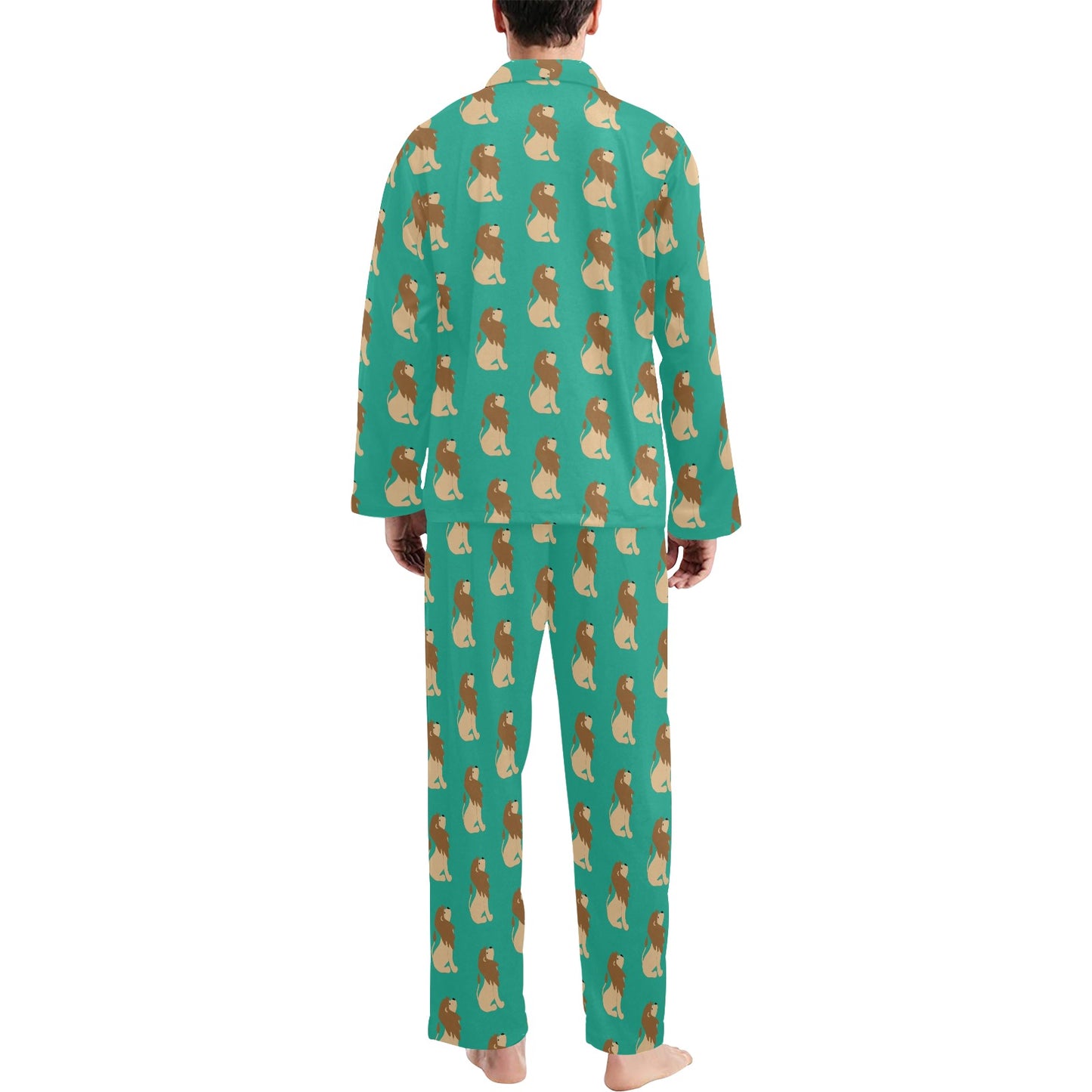 Lion Pattern Print Design 02 Men's Long Pajama Set