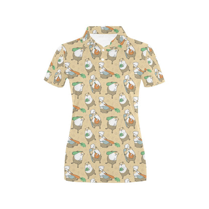 Guinea Pig Print Design LKS401 Women's Polo Shirt