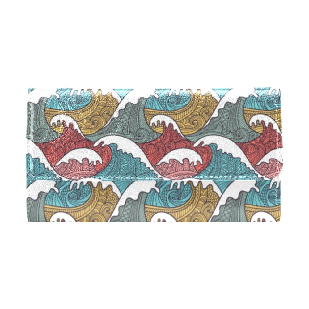 Tribal Wave Pattern Print Women's Trifold Wallet
