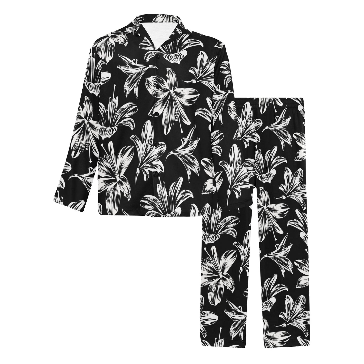 Amaryllis Pattern Print Design AL04 Men's Long Pajama Set