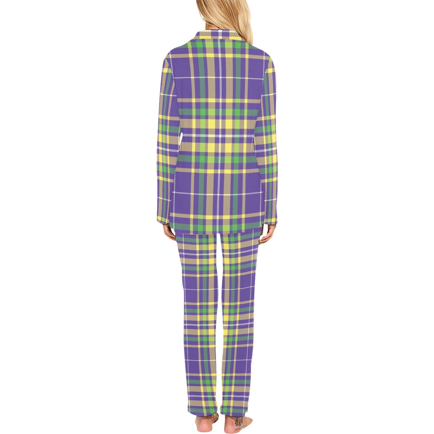 Mardi Gras Pattern Print Design 010 Women's Long Pajama Set