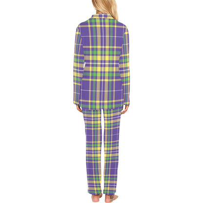 Mardi Gras Pattern Print Design 010 Women's Long Pajama Set