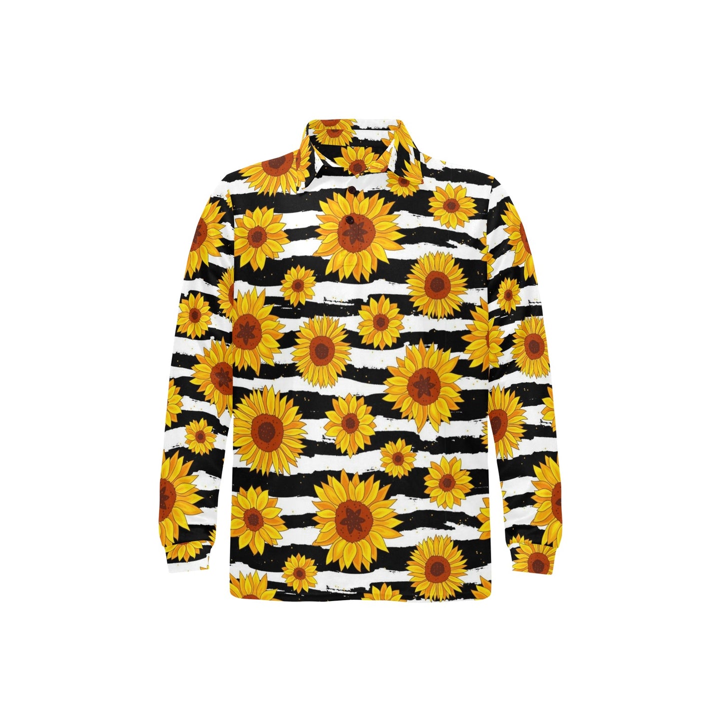 Sunflower Pattern Print Design SF010 Long Sleeve Polo Shirt For Men's